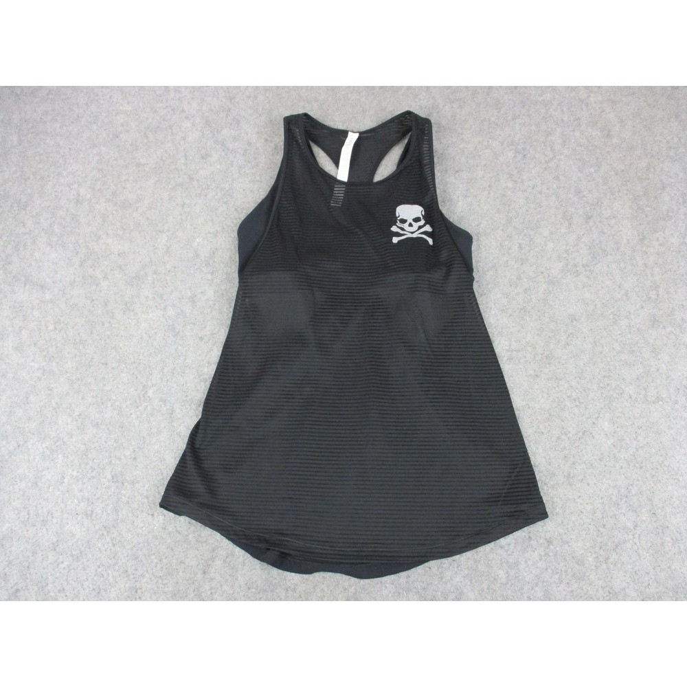 Lululemon Tank Top Womens 8 Black Soul Cycle Built In Bra Skull Racerback